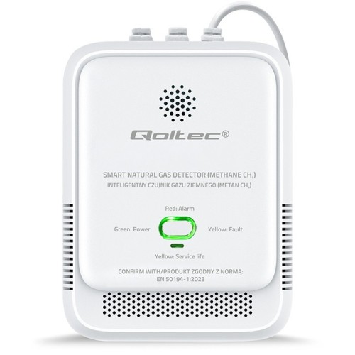 Qoltec Czujnik wycieku gazu ziemnego | detektor CH4 | NG | alarm 85dB | LED