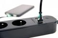 Gembird Inteligentna listwa zasilająca Tuya 4xFR 2xUSB-A 1xUSB-C Czarna