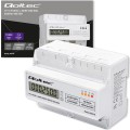 Qoltec Trójfazowy elektroniczny licznik | miernik zużycia energii na szynę DIN | 400V | 100A | LCD | LED | 7P