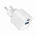 Gembird Szybka ładowarka USB z 2 portami i gniazdem AC, 20W, biała
