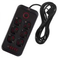 Maclean Listwa zasilająca MCE391 B 6 gniazd 4xUSB-A 1xUSB-C, 110-240V AC 50/60Hz, 2.1A max 2500W, czarna
