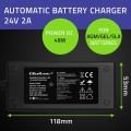 Qoltec Ładowarka do akumulatora AGM GEL STD | Prostownik 24V | 2A | 48W | LED | Kabel 1.8m