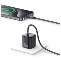 USAMS Ładowarka sieciowa JC Series CC261 20W GaN Fast Charger wbudowanykabel USB-C czarna