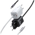 USAMS Ładowarka sieciowa JC Series CC261 20W GaN Fast Charger wbudowanykabel USB-C biały