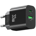 USAMS Ładowarka sieciowa T65 33W Fast Charging 1xUSB-C 1xUSB-A czarna