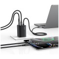 USAMS Ładowarka sieciowa JC Series CC266 65W GaN Fast Charger wbudowanykabel USB-C czarny