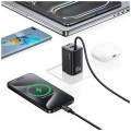USAMS Ładowarka sieciowa JC Series CC266 65W GaN Fast Charger wbudowanykabel USB-C czarny