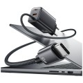 USAMS Ładowarka sieciowa JC Series CC266 65W GaN Fast Charger wbudowanykabel USB-C czarny