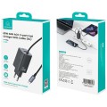 USAMS Ładowarka sieciowa JC Series CC266 65W GaN Fast Charger wbudowanykabel USB-C czarny
