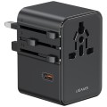 USAMS Ładowarka Travel Adapter 70W US/AU/EU/UK 3xUSB-C 4w1 czarny