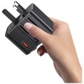 USAMS Ładowarka Travel Adapter 25W US/AU/EU/UK 2xUSB-C czarny 4w1