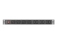 Lanberg Listwa zasilająca rack PDU 19 cali 1U 16A 2M 4X C19 6X IEC C13 C20 czarna