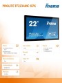 IIYAMA Monitor wielkoformatowy 21.5 cala TF2234MC-B7X IPS,POJ.10PKT.HDMI,DP.VGA,IP65,7H