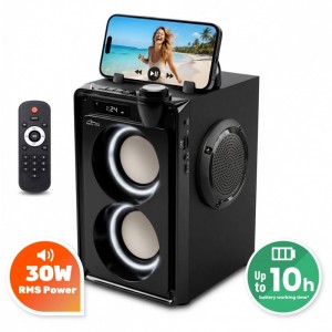 Media-Tech Głośnik przenośny OVERBOX MT3186 Bluetooth 5.3+ EDR/A2DP, AVRCP/FM/MP3/microSD/USB/USB-C/MIC-in/AUX-in/RMS 30W/PMPO 900W