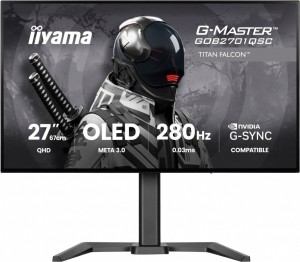 IIYAMA Monitor 27 cali GOB2701QSC-B1 OLED,280Hz,65W,2xHDMI,DP                1500 cd/m? (Szczytowa, HDR), 2560 x 1440, 1500000:1, 0.03ms, 2xHDMI,DP,US
