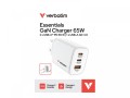 Verbatim Ładowarka GaN 65W QC 3.0, 2xUSB-C, 1x USB-A PD 3.0 EU