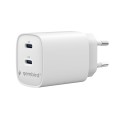 Gembird Ładowarka uniwersalna 2xUSB-C PD 45W biała