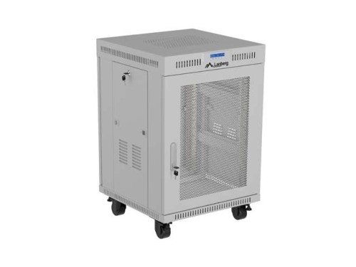Lanberg Szafa instalacyjna rack stojąca 19 cali 15U 600x600 drzwi perforowane LCD (Flat pack) szara