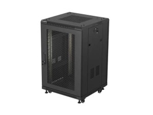 Lanberg Szafa instalacyjna rack stojąca 19 cali 18U 600x600 drzwi perforowane LCD (Flat pack) czarna