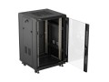 Lanberg Szafa instalacyjna rack stojąca 19 cali 18U 600x600 drzwi przeszklone (Flat pack) czarna