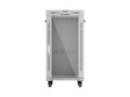 Lanberg Szafa instalacyjna rack stojąca 19 cali 22U 600x600 drzwi przeszklone LCD (Flat pack) szara
