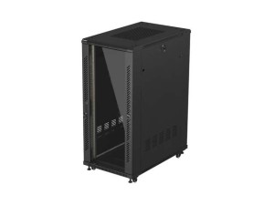 Lanberg Szafa instalacyjna rack stojąca 19 cali 27U 600x1000 drzwi przeszklone (Flat pack) czarna