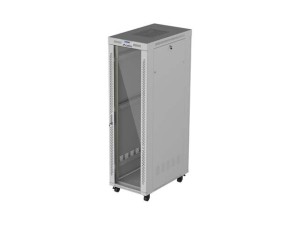 Lanberg Szafa instalacyjna rack stojąca 19 cali 42U 600x1000 drzwi przeszklone LCD (Flat pack) szara