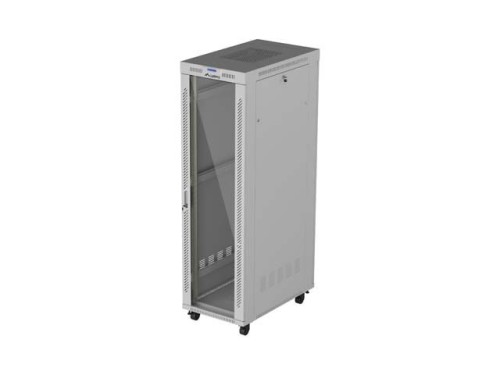 Lanberg Szafa instalacyjna rack stojąca 19 cali 42U 600x1000 drzwi przeszklone LCD (Flat pack) szara