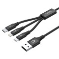 Unitek Kabel USB-A 3w1 USB-C/microUSB/ Lightning czarny C14049BK