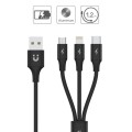 Unitek Kabel USB-A 3w1 USB-C/microUSB/ Lightning czarny C14049BK