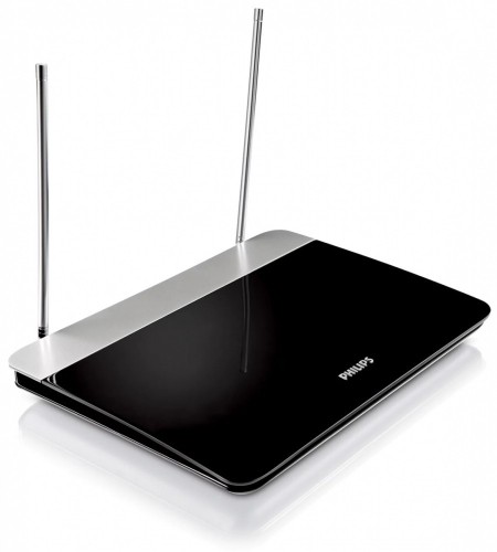 Philips Antena wewnętrzna TV z regulacją wzmocnienia, przewód koncentryczny 1.8m, 75Ohm, 3G/4G, DVB-T/T2, zgodna z RED