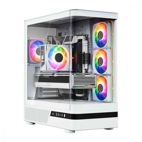 MODECOM Obudowa VOLCANO AQ100 MID ARGB szkło 4 wentylatory biała