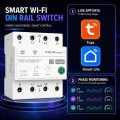 Qoltec Trójfazowy przekaźnik 63A na szynę DIN | 3P+N | Timer | Wi-Fi