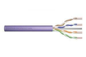 Digitus Kabel teleinformatyczny instalacyjny kat.6, U/UTP, B2ca, drut, AWG 23/1, LSOH, 500m, szpula, fioletowy