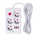 Maclean Listwa zasilająca MCE393 W 4 gniazdka, 3xUSB, 110-240V AC 50/60Hz. 2.1A max 2500W, 3m biała
