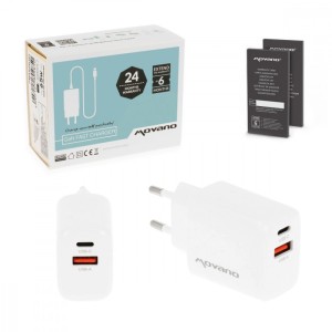 Movano Ładowarka GaN 30W USB-C PD + USB-A (biała)