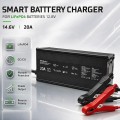 Qoltec Ładowarka do akumulatora LiFePO4 12V | 20A | PF 0.9 | LED