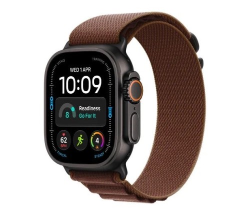 Apple Smartwatch Watch Ultra 4 GPS + Cellular, koperta 49mm z tytanu w kolorze czarnym, opaska Alpine w kolorze burgunda - rozmiar M