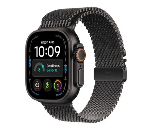 Apple Smartwatch Watch Ultra 4 GPS + Cellular, koperta 49mm z tytanu w kolorze czarnym, bransoleta mediolańska w kolorze czarnym - rozmiar M