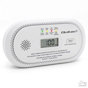 Qoltec Czujnik tlenku węgla | detektor CO | alarm 85dB