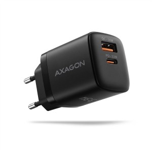 AXAGON ACU-PQ33 Ładowarka sieciowa GaN 33W, 2x port (USB-C + USB-A), PD3.0/PPS/QC4+, czarna