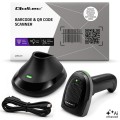 Qoltec Bezprzewodowy czytnik kodów kreskowych 1D 2D + stacja ładowania |QR | EAN | USB
