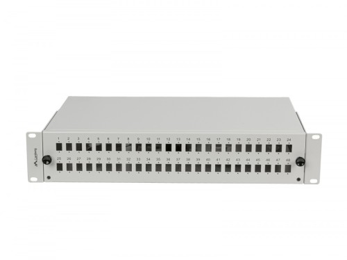 Lanberg Przełącznica światłowodowa 48XSC Simplex / 48XLC Duplex Rack 19 cali 2U Szara + akcesoria