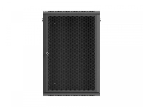 Lanberg Szafa instalacyjna rack wisząca 19 cali 18U 600x450 czarna drzwi perforowane (flat pack)