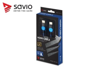 Elmak Kabel HDMI-HDMI v2.0, OFC, miedź, 3D, gamingowy, PLAYSTATION, niebiesko-czarny, oplot, 4K, 1.8m SAVIO GCL-02