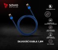 Elmak Kabel HDMI, v2.0 3D, gamingowy, PLAYSTATION, niebiesko-czarny, oplot nylon, złoty, 4Kx2K, 1.8m SAVIO GCL-02