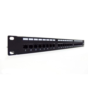 Digitus Panel krosowy (patch panel) 19'' 24x RJ45, LSA poziom, kat.6, nieekranowany, 1U, prowadnica kabli, pola opisowe, czarny