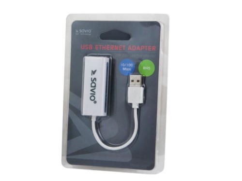 Elmak Adapter USB LAN 2.0 - Fast Ethernet (RJ45) SAVIO CL-24, blister