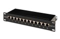 Digitus Patch panel 10" 12 portów, kat.6, S/FTP, 1U, wspornik kablowy, czarny (kompletny)