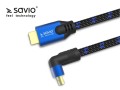 Elmak Kabel HDMI-HDMI v2.1, 1,8m, 8K, kątowy, OFC, Miedź, Złote końcówki, Ethernet/3D CL-147 SAVIO Niebiesko-czarny